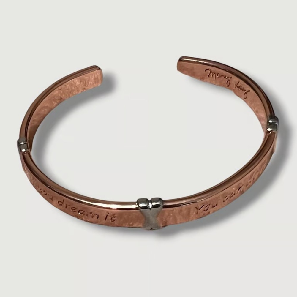 Mary Kay Rose Gold Tone Inspirational Cuff Bracelet "Dream It" Used